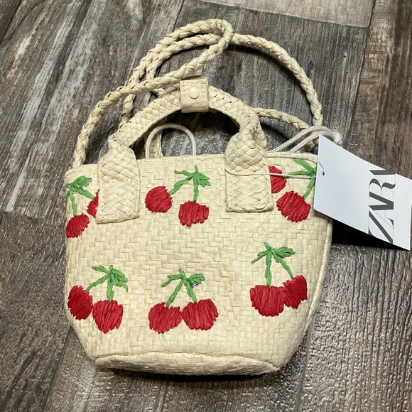 Zara Handbags - Zara Mini Bag with Red Cherry Embroidery